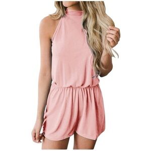NWT/ MEROKEETY HALTER NECK SHORTS ROMPER